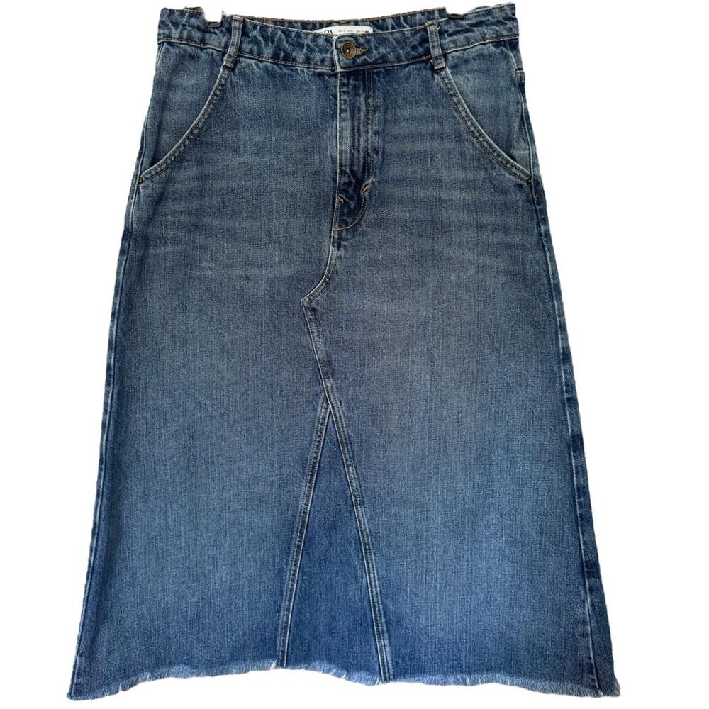 Zara Blue A-Line Denim Skirt